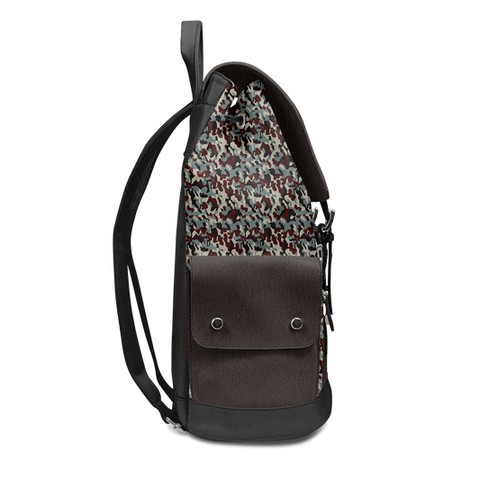 Front view of BOROUGHS LUX handcrafted leather rucksack