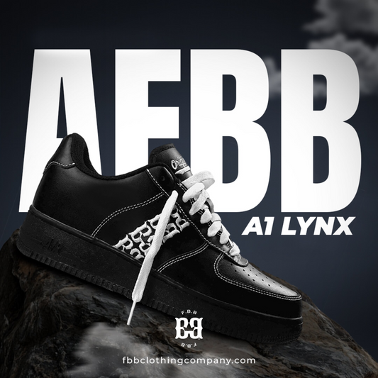 Black sneaker with white laces on a white background