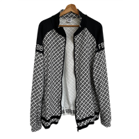 Black & White Lynx Athletic Track Jacket – Raglan Sleeves, 100% Cotton, Streetwear Ready