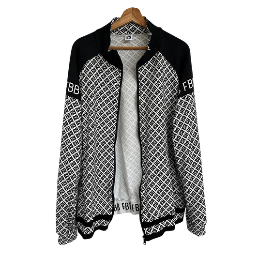 Black & White Lynx Athletic Track Jacket – Raglan Sleeves, 100% Cotton, Streetwear Ready