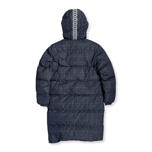 FBB PARKSIDE MIDNIGHT M3 Down Parka front view – long down parka with hood and windproof shell