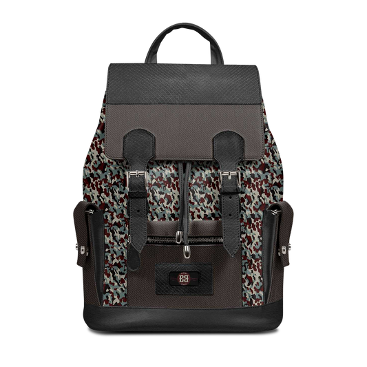Front view of BOROUGHS LUX handcrafted leather rucksack