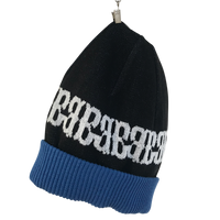 FBB Cotton Blend Jacquard Beanie – Unisex Black Knit Winter Hat made from Cotton and Polyester Blend