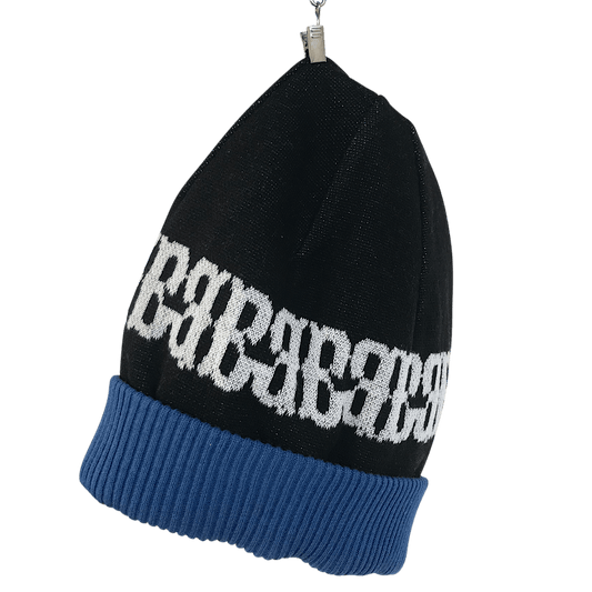 FBB Cotton Blend Jacquard Beanie – Unisex Black Knit Winter Hat made from Cotton and Polyester Blend
