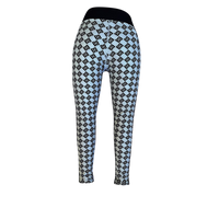Leggings with a black and white geometric pattern on a white background