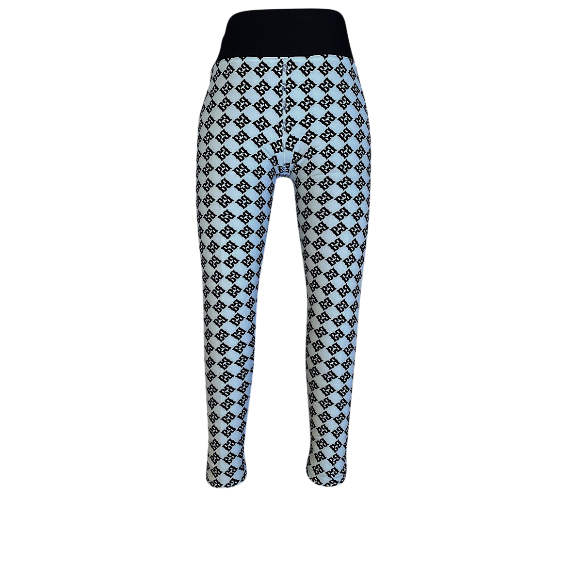 FBB Lamb Grey Yoga Leggings – Black Lynx Pattern Four-Way Stretch Activewear