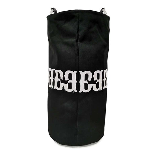 FBB Lynx Laundry Bag, durable black and white design, spacious waterproof fabric, silver aluminum handles.