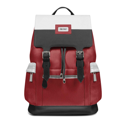 Front view of WHITE APENN LUX Italian leather rucksack
