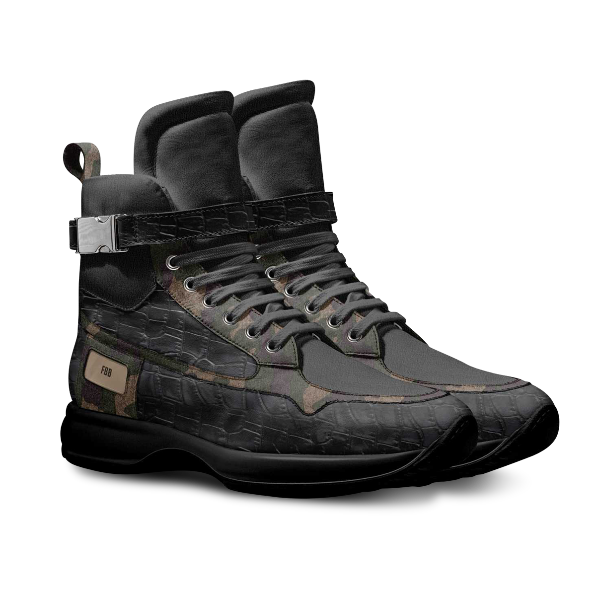 Angled view FBB Urban Militaries: Exclusive Handcrafted Italian Leather Shoes - Limited Edition
