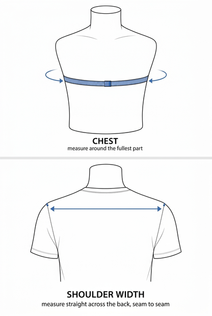 Combined chest and shoulder measurement guide